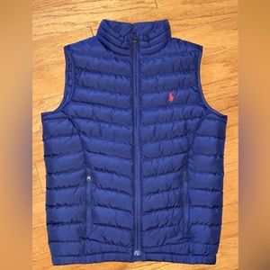 Boys Ralph Lauren polo navy blue puffer vest